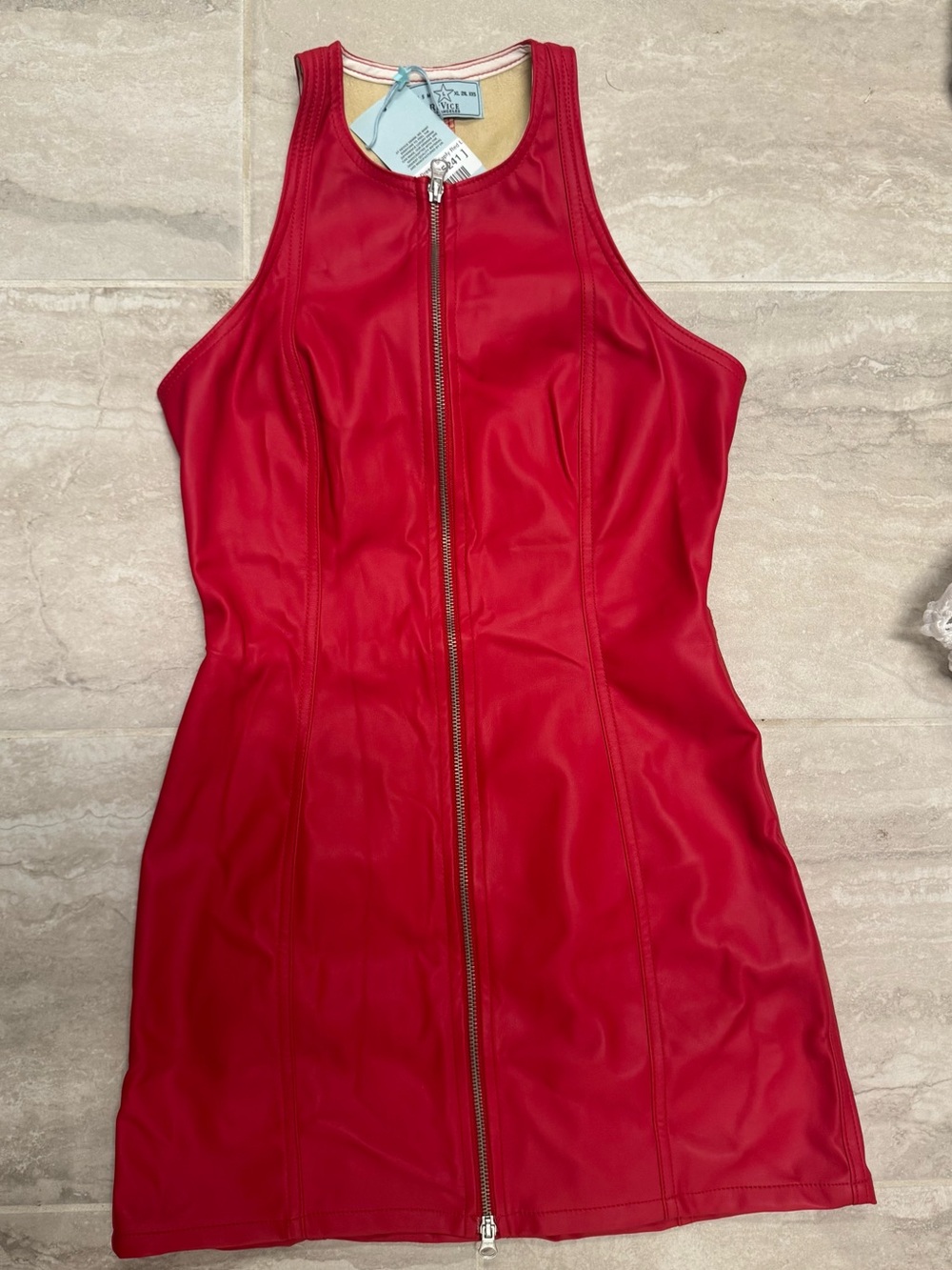 Revice faux leather dress size large nwt